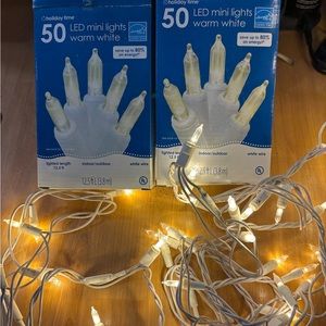 Holiday Time 50 LED mini lights warm white (2 boxes) white wire